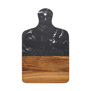 Доска сервировочная Liberty Jones Marm, 21,5х33,5 см, черный мрамор/акация
