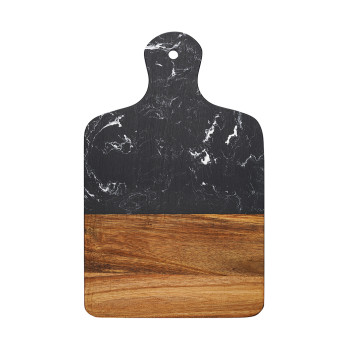 Доска сервировочная Liberty Jones Marm, 21,5х33,5 см, черный мрамор/акация